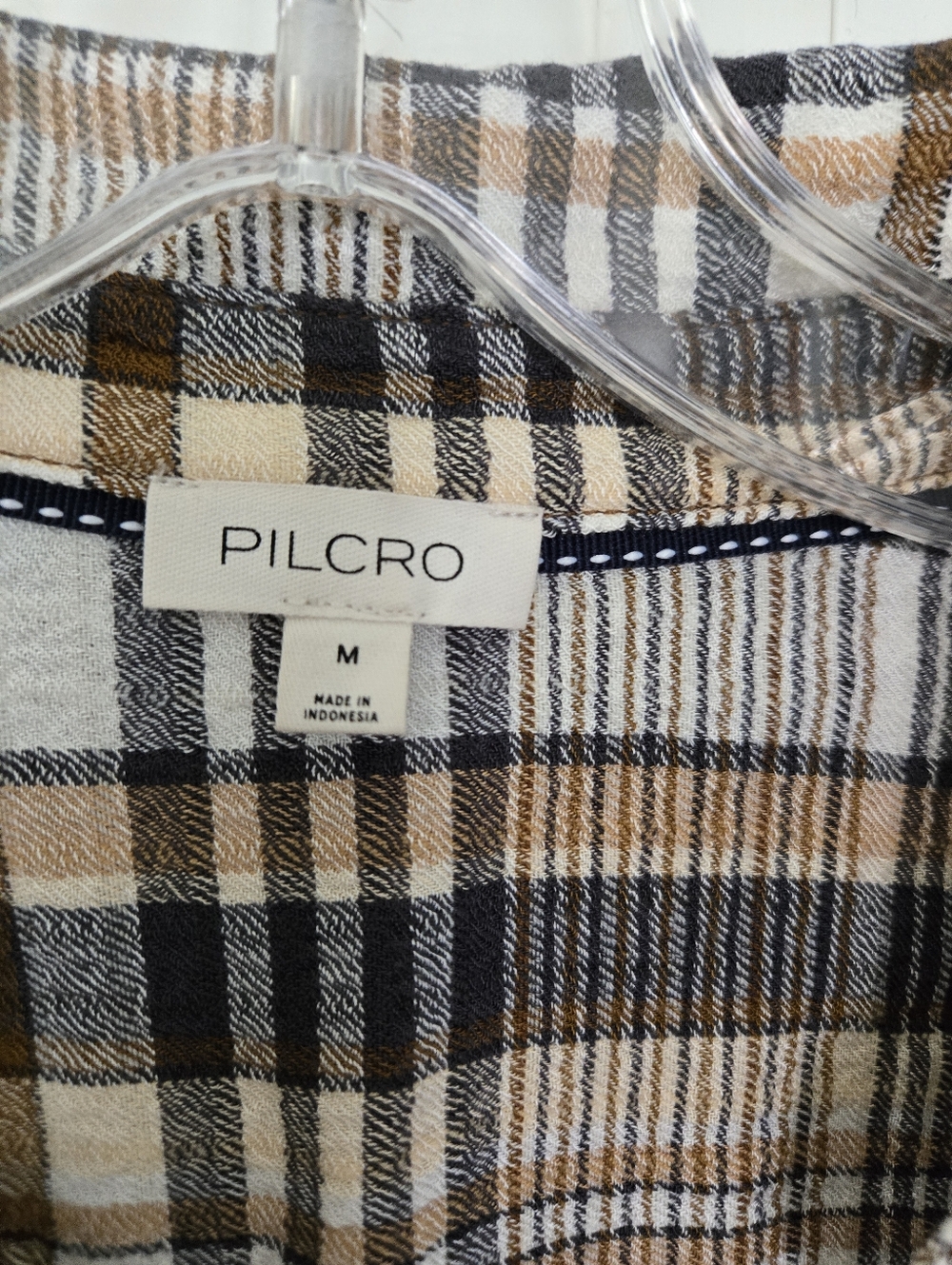 Pilcro Black, Brown & Cream Plaid Shirt - Picture 3 of 4